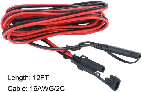 AEISVIK Battery Charging Cables SAE TO SAE 12V-24V Quick Disconnect Extension Cable 2 Pin With Dust Cap DC Connection Cord Plug 12 Feet 16AWG Gaug...
