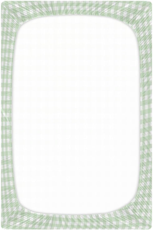 Green Gingham Checkered Crib Sheets for Boys and Girls, Fitted Baby Crib Sheets Soft and Breathable Mini Crib Sheets 52 X 28 Inches...