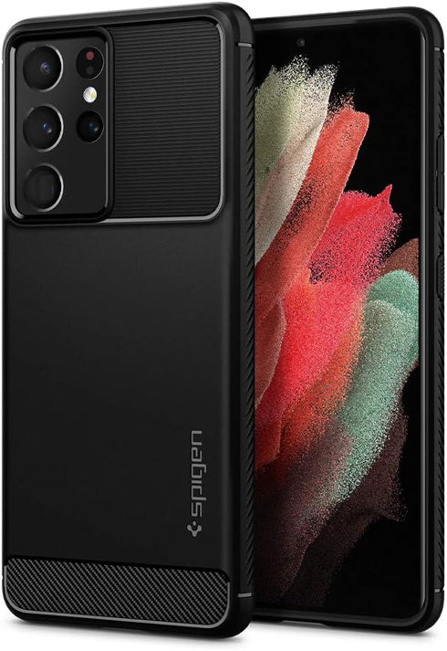 Spigen Rugged Armor Designed for Galaxy S21 Ultra Case (2021) - Matte Black...