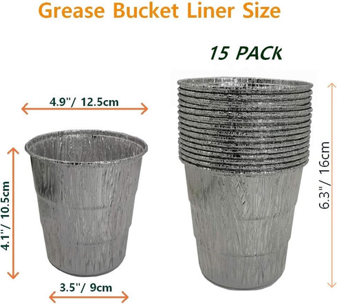 Grease Bucket Liners Replacment Traeger, Z Grill, Green Mountain Pellet Wood Smoker (15, Liners)...