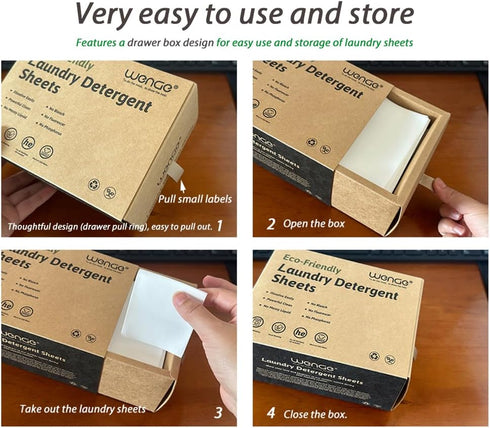 Wenge Laundry Detergent Sheets Eco-Friendly 240 Sheets No Plastic Jug, Liquidless Technology Hypoallergenic Washing Sheets for Home Dorm Travel Ca...
