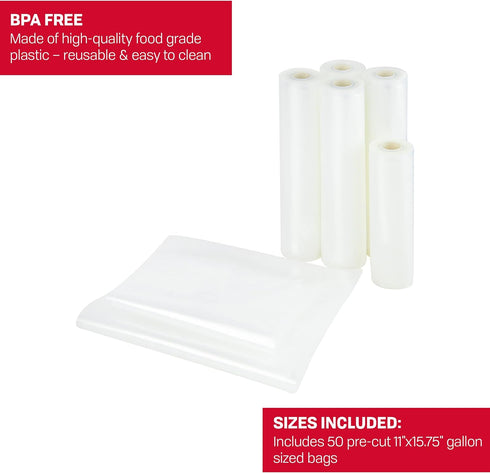 Nesco VS-07V Vacuum Sealer Bag Variety Pack, Bag/Roll Combo, Clear...