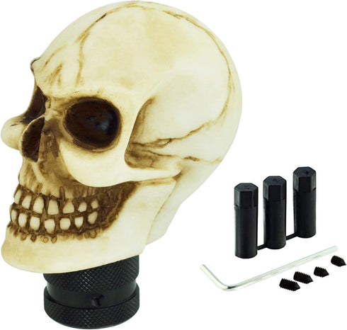 Lunsom Skull Gear Stick Shifter Knob, Resin Gear Shift Head Shifting Stick Handle Car Transmission Fit Automatic Manual Vehicle (White)...