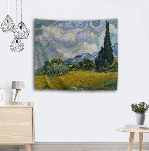 Tapestry Wheat Field Cypresses Tapestry Wall Hanging Home Decor for Living Room Bedroom Dorm Room 80 x 60 inches...