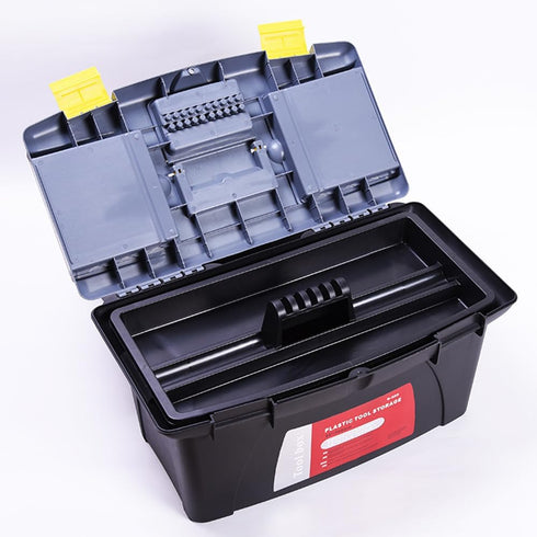 Utoolmart 10-inch Tool Box, Plastic Tool Box with Removable Tool Tray,Organizer and Storage for Tools,Parts,Toys, Art 9.8 x 4.7 x 3.9 inches Black...