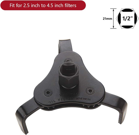 LCGP from 2-1/2 inch to 4.5 inch Black Oil Filter Wrench Tool Set with 3 Jaw, Universal Adjustable Oil Filter Wrench...