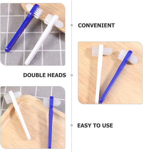 Healvian 8pcs Denture Cleaning Brush Denture Cleaner Set T-Shaped Denture Special Toothbrush Tool Bagged Denture with Hard Heads for Denture Care ...