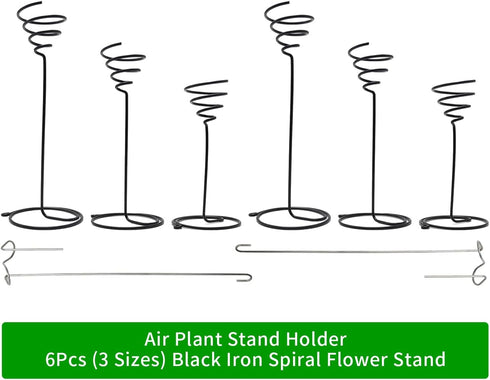 Saihisday 6PCS Air Plant Holder, 3 Sizes Air Plant Stand, Black 5.1", 6.7", 7.9" Tall, Small Tillandsia Terrarium for Living Room Hallway Decor, O...