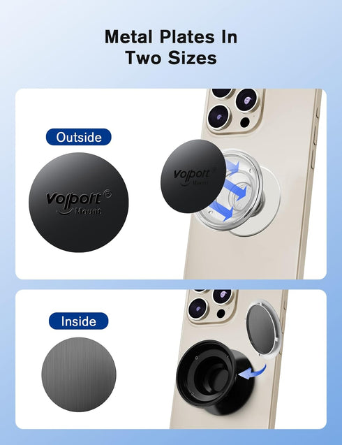 volport Mount Metal Plates Replacement 6pcs for Magnetic Phone Magnet Car Mount, 3M Strong MagicPlate Metal Disc Sticker Adhesive Round for Magnet...