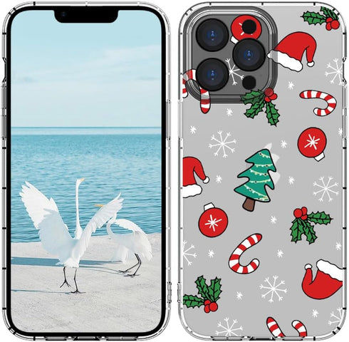 Christmas Case for iPhone 14 Pro Max 6.7'', Cute Xmas Tree Snowman Elk Snowflake Reindeer Gift Santa Pattern Clear Thin Slim Soft Lightweight TPU ...