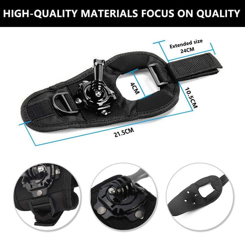 360 Degree Rotation Hand Strap Mount for GoPro Hero 10 9 8 7 6 5 Black Session,Hand Glove Wrist Strap Mount for AKASO Xiaoyi DJI OSMO Action Camer...