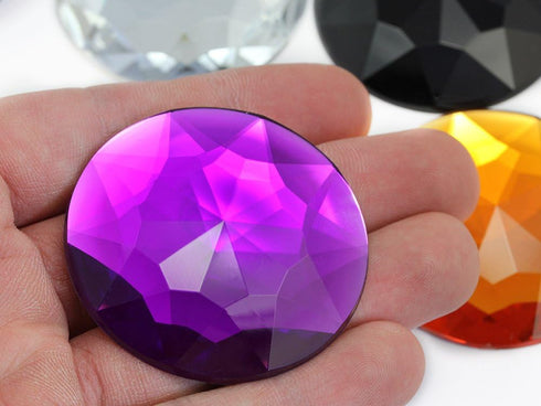 50mm Sapphire H104 Extra Large Self Adhesive Round Jewels - 2 Pieces...