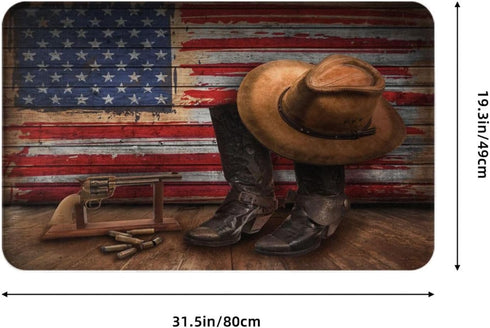 American Western Cowboy Carpet Playmat Rug 20"X32",Non-Slip Soft Living Dining Room Rug for Front Door Entrance Outside Doormat...