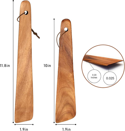 FJNATINH 12"+10" Teak Wood Spatula for Cast Iron, Small Wood Flipper, Egg Scraper, Flat Wooden Turner Wood Cooking Utensil, Spatulas Perfect for F...