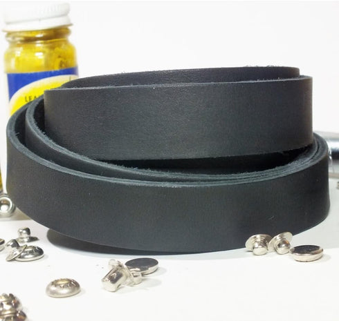 TOFL Genuine Top-Grain Leather Strap | 72 Inches Long | 7/8 Inch Wide | 1/8 Inch Thick (7-8 oz) | 1 Leather Strip Black...