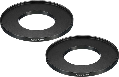 PATIKIL 43mm-77mm Metal Step Up Ring, 2 Pack Camera Lens Filter Adapter Ring Aluminum Filter Adapter Ring for Camera Lenses Hood, Black...