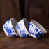 Chinese Handmade Kungfu Tea Cup 60 ml,Bone China Blue and White Tea Cups Set of 3,Ceramic Tea Mugs Without Handles,Best Gift...