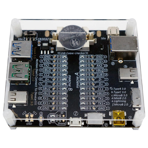 USB Cable Tester Board USB Cable Checker Data Wire with Acrylic Case Charging Test Data Line Type-C Micro Type A Type B...