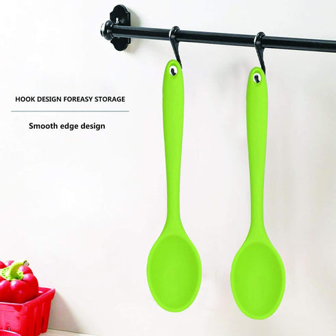 2 Pcs Silicone Spoons for Cooking Heat Resistant, Hygienic Design Cooking Utensi Mixing Spoons for Kitchen Cooking Baking Stirring Mixing Tools (G...