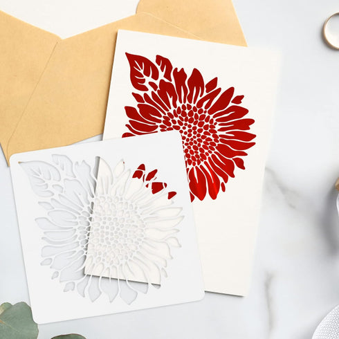 36 Sheets Flower Stencils for Painting on Wood, Sunflower Butterflies Bird Leaf Stencils Templates for Painting, Reusable Plastic Stencils for Pai...