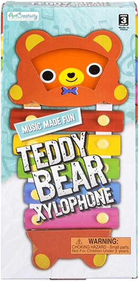 ArtCreativity Teddy Bear Xylophone, 1PC, Fun Musical Instruments for Kids, Colorful Xylophone Music Toy with 2 Sticks, Development Learning Toys f...