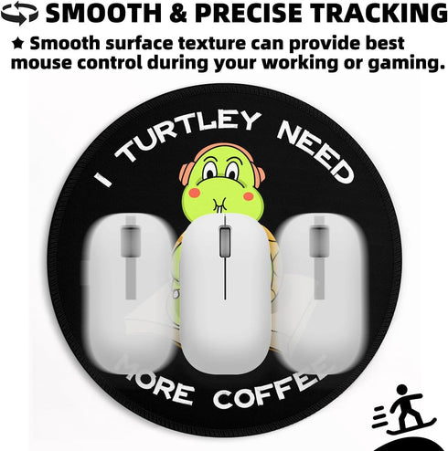 Turtle Mouse Small Pad, Cute Funny Mousepad with Non-Slip Rubber Base, Mini Round Mouse Pads for Desk Accessories Laptop Gaming Office Supplies De...
