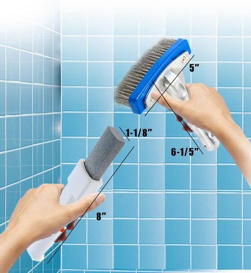 Pool Cleaning Kit for Concrete and Gunite Pools, Includes (1 Pumice Stone), (1 Stainless Steel Brush)...