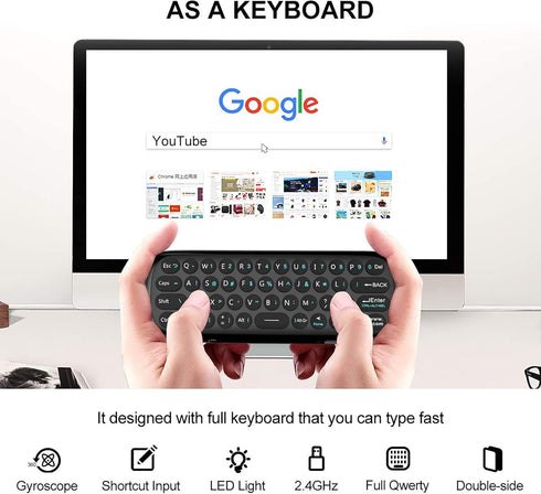 WeChip W1 Universal TV Remote Air Mouse, Wireless Keyboard Fly Mouse 2.4GHz Connection Air Remote Keyboard Mouse for Android TV Box/PC/Smart TV/Pr...