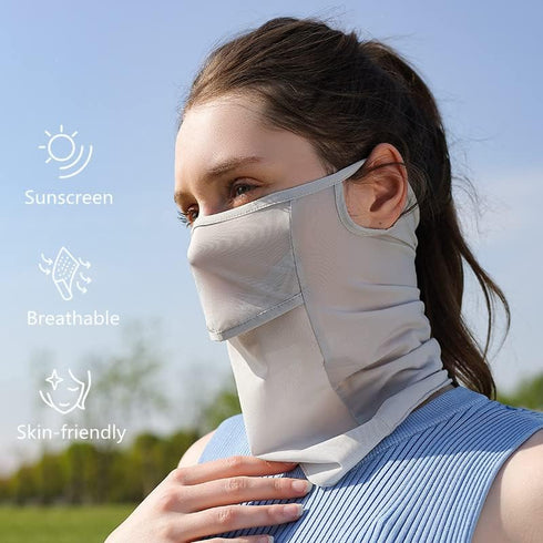 Neck Gaiter Balaclava Sun Protective Face Bandana with Ear Loops Ice Silk Veil UV Protection Face Cover for Summer Outdoor Activities...
