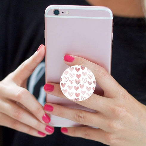 6 Pack Cellphone Phone Grip and Smartphones Stand, Collapsible Cell Phone Expanding Holder for Phone - Pink Heart Rose Gold Marble, ZJ002...