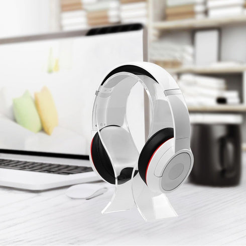 AmoVee® Acrylic Headphone Stand Display Headphone Holder Headphone Hanger Headset Hanger Support - Suitable for All Headphone Sizes - (Transparent...