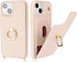 for iPhone 14 Case with Card Holder for Women,iPhone 14 Phone Case with Strap,Crossbody Lanyard,Ring Stand,Snap Clasp,Cute Wallet Cases 6.1 inch (...