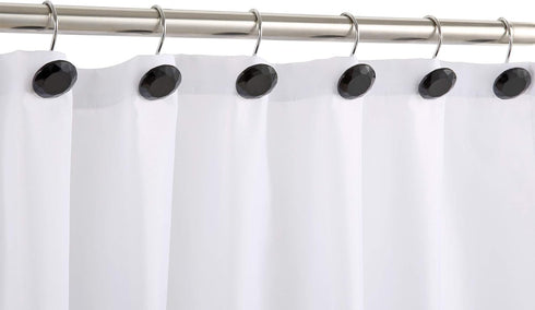 CHICTIE Black Shower Curtain Hooks Rings Crystal,Diamond Decorative Shower Curtain Hooks,Set of 12 Stainless Steel Rust-Proof Round Rhinestones Sh...