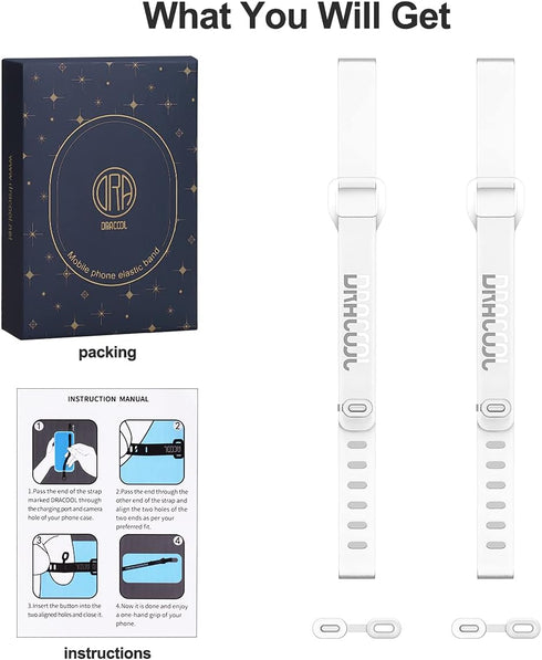 2 PCS Silicone Phone Strap Cell Phone Grip Loop Elastic Stretching Band Hand Finger Holder Secure Slim Universal for Galaxy & iPhone Case Most Sma...