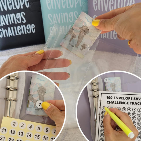 Flownwing 100 envelopes money saving challenge Envelope Savings Challenge Budget Binder Book with Cash Envelopes - Money Saving Binder for Finance...