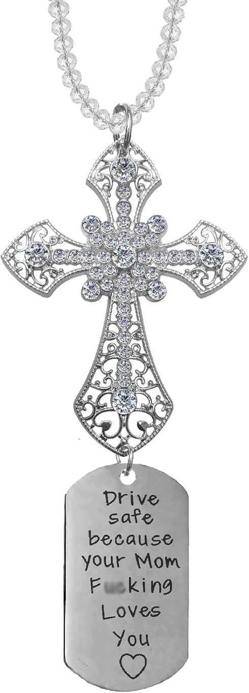 Car Hanging Ornament Cross Charm,Car Mirror Decor Hanging,Cross for Car Mirror Hanging,Cross Car Mirror Hanger(B)...