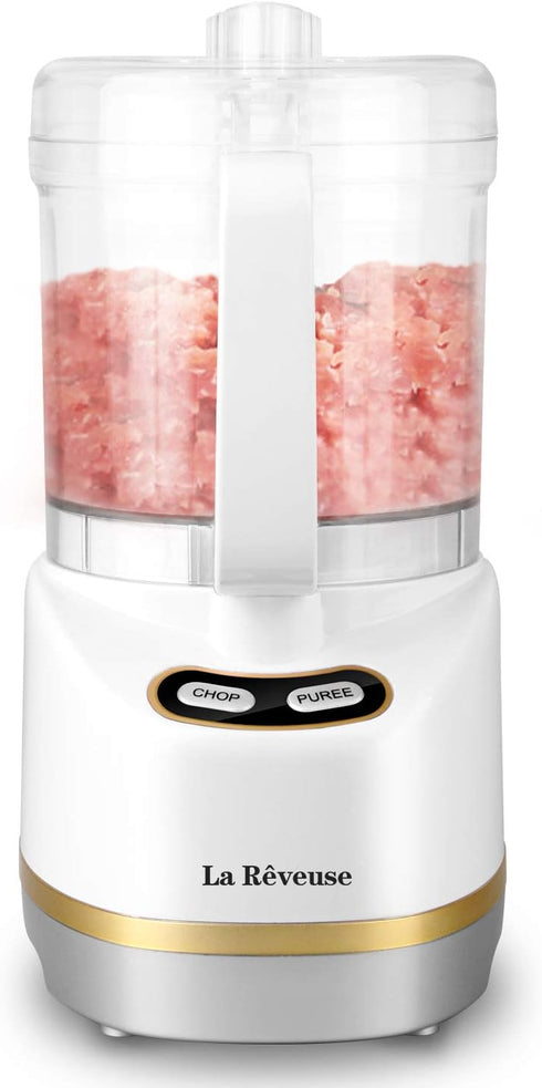 La Reveuse Electric Mini Food Processor Small Chopper 200 Watts 2-Cup Prep Bowl for Mincing Chopping Grinding Blending Pureeing (White)...