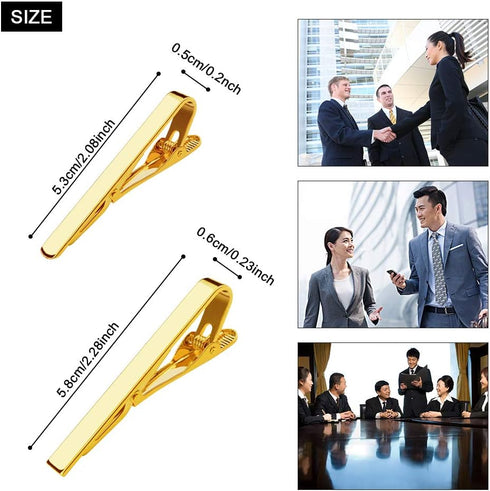 8 Pack Tie Clip for Men Roctee Tie Bar Clip Set Formal Business Men's Necktie Clips Shirts Men Slim Tie Pin Clamp, Gold Silver Black, New and Fash...