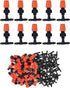 80PCS 1/4" Inch Adjustable Irrigation Microspray Emitter Three Way Atomizing Nozzle with Tee Connector Drip Irrigation Accessory for Garden Lawn F...