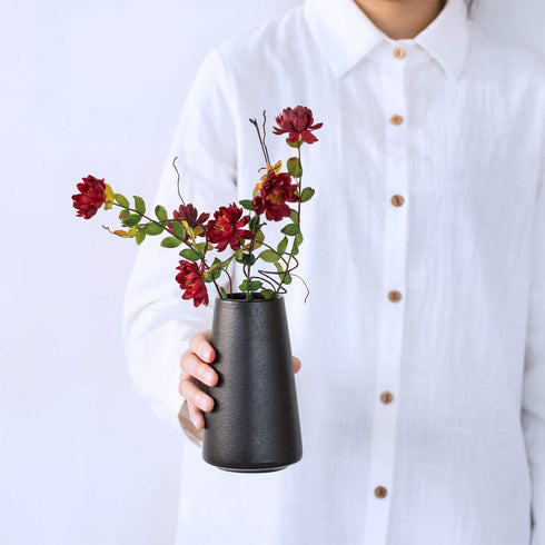 Matte Black Vase - Black Flower vase, 6" Small Simple Modern Ceramic Vases for Flower/Pampas Grass, Minimalist Farmhouse Boho Vase for Centerpiece...