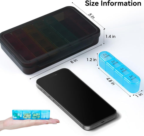 Daviky Pill Organizer 4 Times a Day - Pill Box 7 Day, Large Weekly Medicine Pill Organizer for Travel with Removable Individual Containers, Pill C...