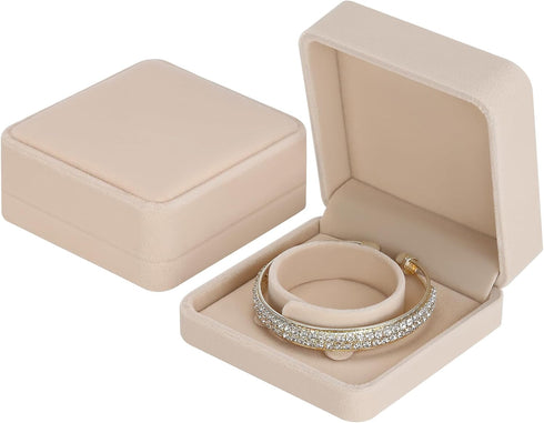 LETURE 2 Pieces Velvet Bracelet Boxes for Jewelry Gift, Classic Jewelry Box Storage Case Organizer Holder for Wedding, Engagement, Proposal, Birth...