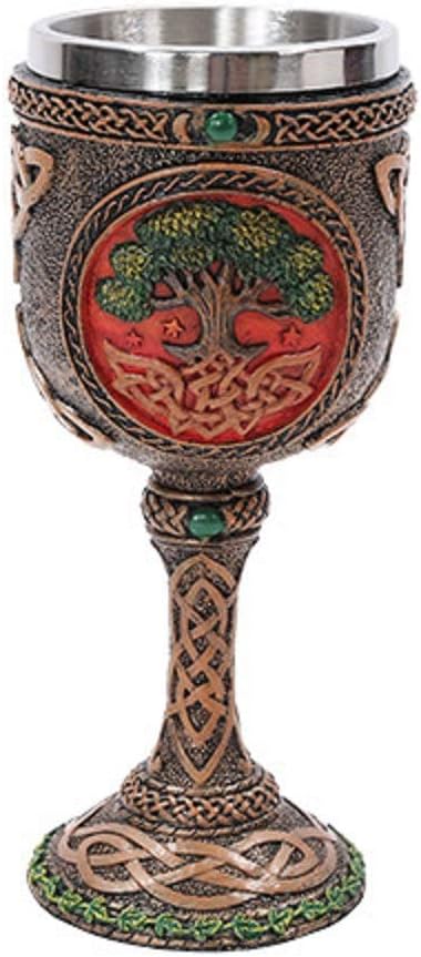 Pacific Trading Tree of Life Wine Goblet Made of Polyresin with Stainless Steel Rim...