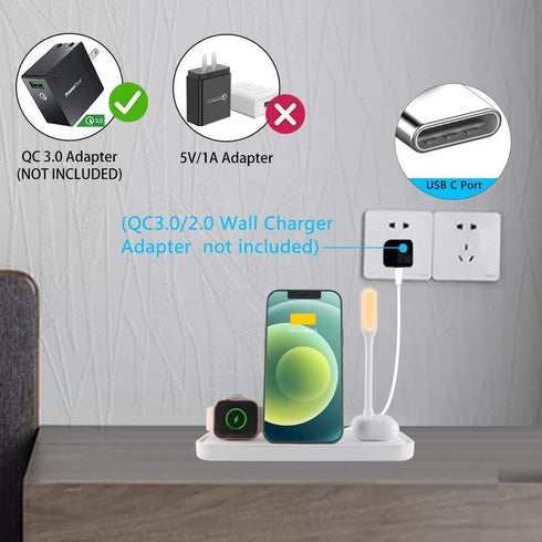 Super Space Wireless Charger,4 in 1 Charging Station for iPhone 13 12 Pro Max Xr X Xs 11 8,Qi Fast Charging Stand with Night Lamp for......