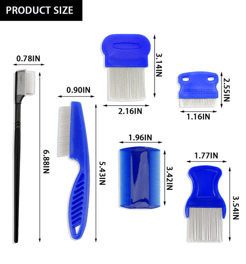 Pet Dog Eye Combs 6Pcs Pet Flea and Tick Comb Pet Grooming Comb for Gently Cleaning Tear Marks Crust and Mucus(Black and Blue)...