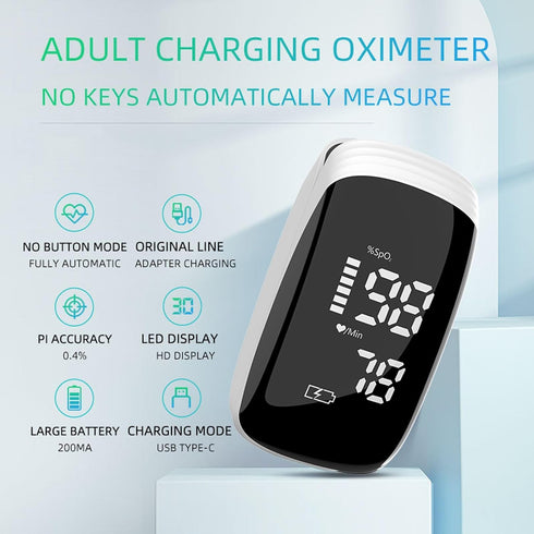 Pulse Oximeter, Blood Oximeter, Fingertip Pulse Oximeter, Rechargeable Pulse Oximeter, Accurate Rapid Blood Oximeter SpO2 Readings Outdoor Sports ...