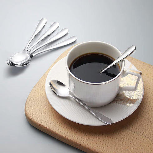 IQCWOOD Coffee Spoons, Mini Espresso Spoons, 6 Pieces Stainless Steel Spoons Silverware Set, Dinner Spoons for Home, Kitchen or Restaurant, Dishwa...