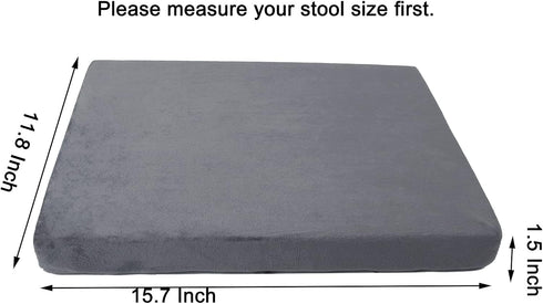 Augld 2 Pack Rectangle Vanity Stool Cushion Washable Non-Slip Makeup Stool with Ties 11.8"x15.7" Grey...
