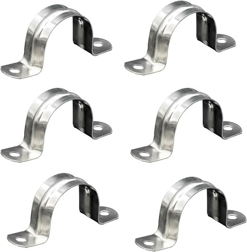 30Pcs Silver M12 Pipe Clamps 1/2 inch Rigid Pipe Strap Pipe Clamp Tools Stainless Steel Pipe Mounting Clamp U Bracket with 2 Holes U Clamps for Fi...