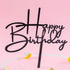 Happy Birthday Cake Topper for Birthday Party Decorations (Black Acrylic)...